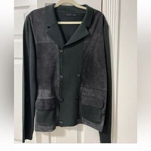 Zara Men's Cardigan in Dark Green and Gray